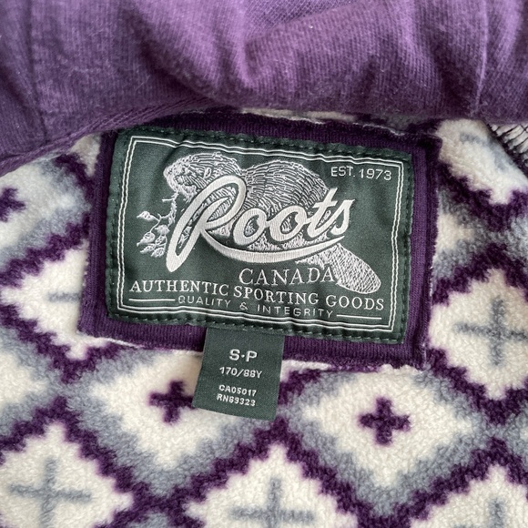 Roots Canada Paddlecreek Hoodie Womens Size S Purple Full Zip Warm Fleece Jacket - Picture 3 of 16